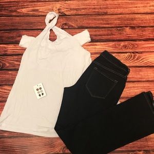 Off the shoulder halter